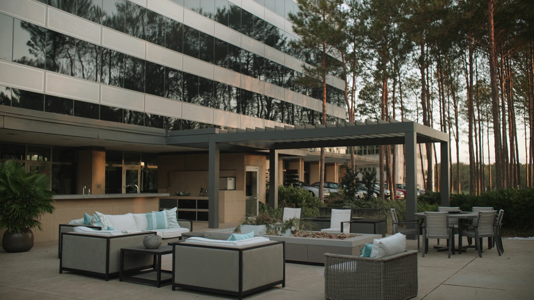 Commercial outdoor living space at an office campus
