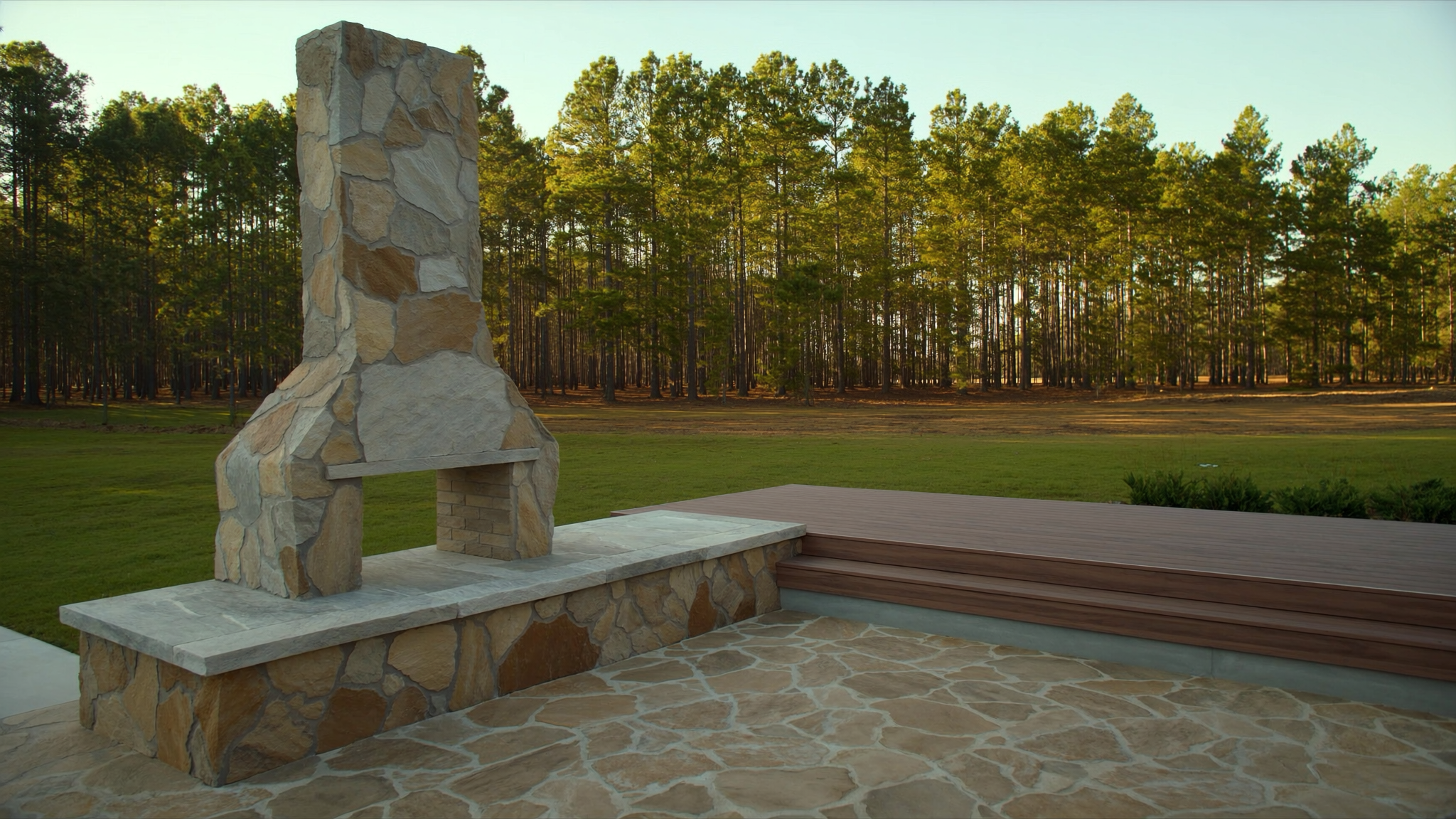 Flagstone Patio with Fireplace