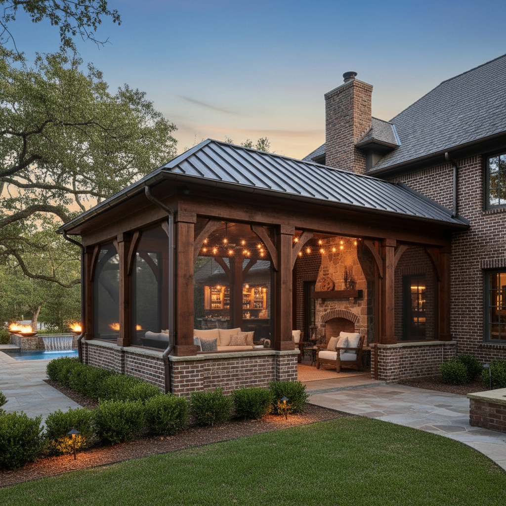 Screened Porch with Fireplace
